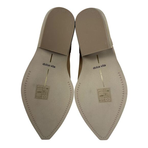 Dolce Vita Nashe Western Boots Women's 9 Tan Leather Ivory Pointed Toe Pull On - Picture 8 of 11